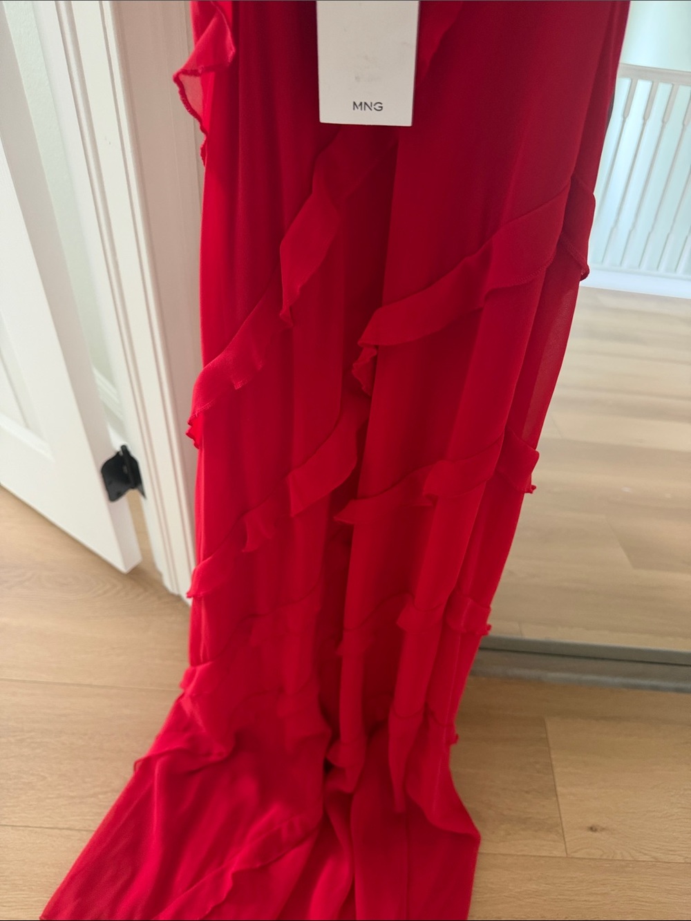 Mango Red Ruffle Maxi Slip Dress - Picture 5 of 5